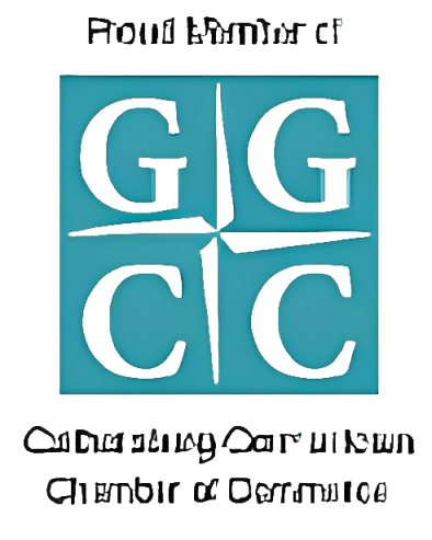 Logo with stylized letters GGCC separated by lines.